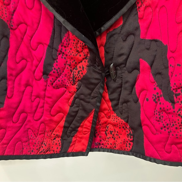 Ego Vintage Reversible Silk Velvet Jacket Art To Wear Quilted Size S-M - Picture 3 of 8